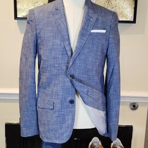 Guess Cotton Blazer Sports Jacket Mens Size M Blue Lightweight Formal 2 Button